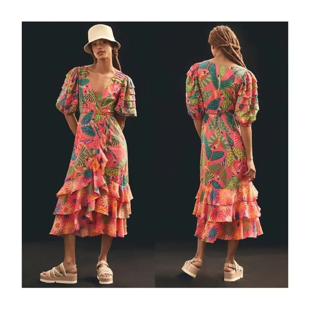 Farm Rio Macaw Ruffled Wrap Dress - Picture 14 of 14